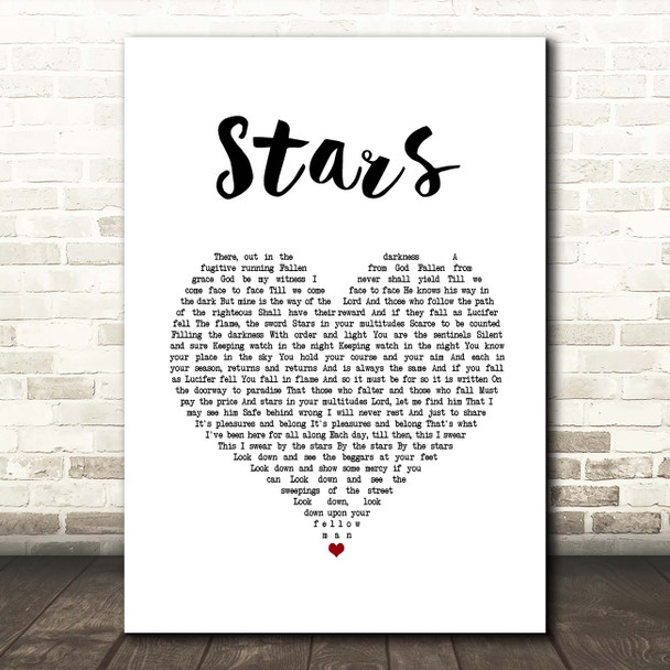 Collabro Stars White Heart Song Lyric Print