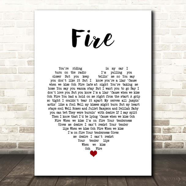 Babyface Fire White Heart Song Lyric Print