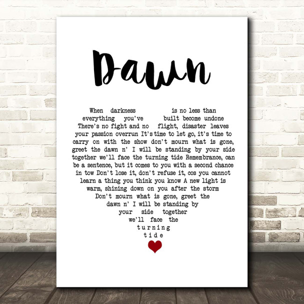 Poets Of The Fall Dawn White Heart Song Lyric Print