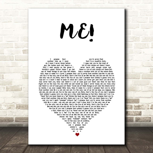 Taylor Swift ME! White Heart Song Lyric Print