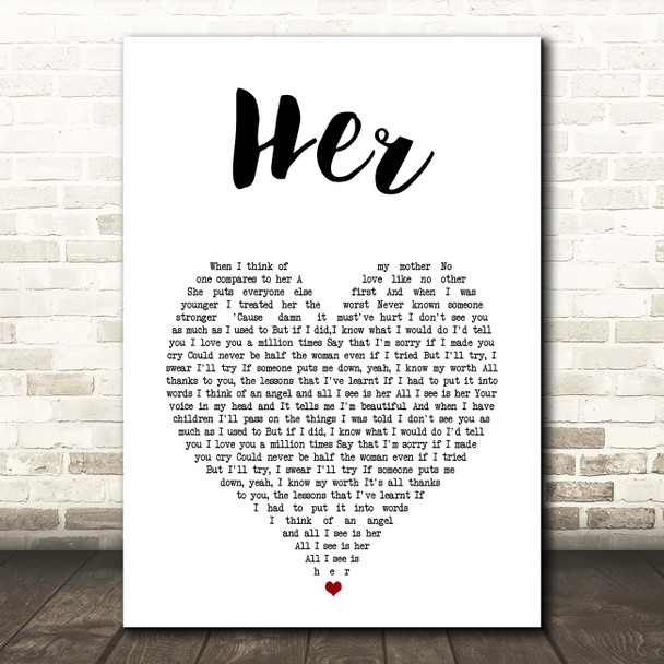 Anne-Marie Her White Heart Song Lyric Print