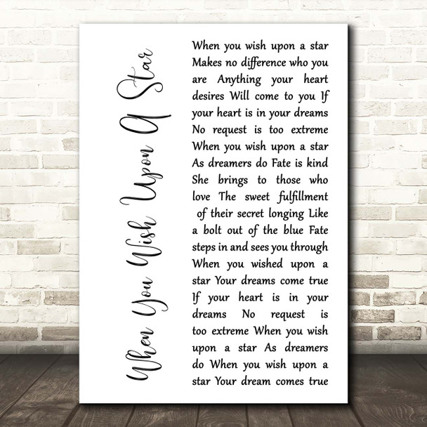 Jesse McCartney When You Wish Upon A Star White Script Song Lyric Print