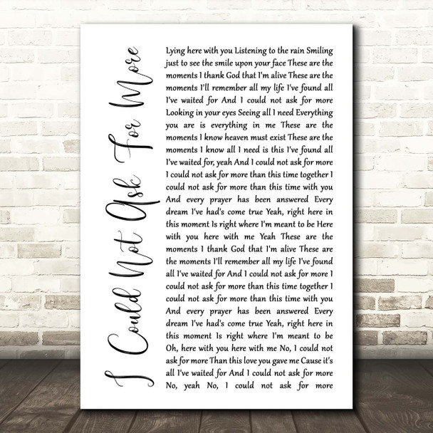 Sara Evans I Could Not Ask For More White Script Song Lyric Print