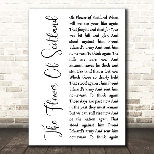The Corries The Flower Of Scotland White Script Song Lyric Print