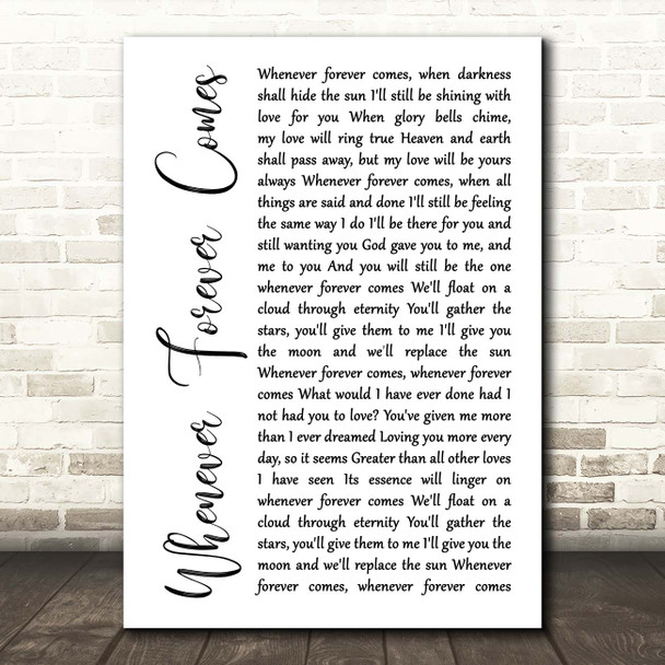 Dolly Parton feat. Collin Raye Whenever Forever Comes White Script Song Lyric Print