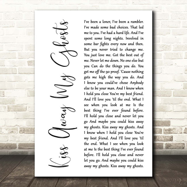 Creed Fisher Kiss Away My Ghosts White Script Song Lyric Print