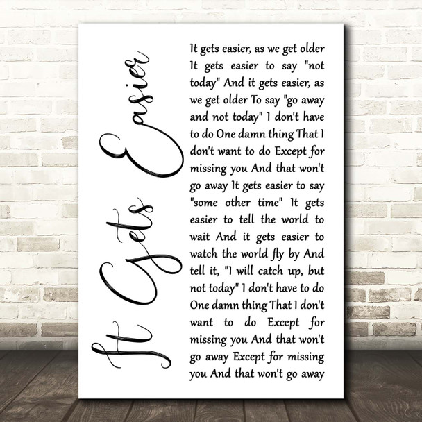 Willie Nelson It Gets Easier White Script Song Lyric Print