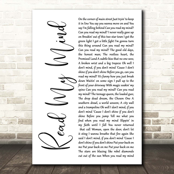 The Killers Read My Mind White Script Song Lyric Print