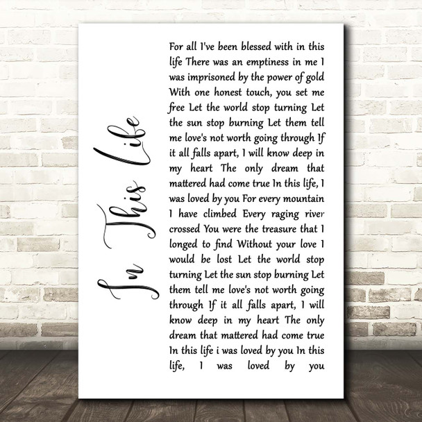 Collin Raye In This Life White Script Song Lyric Print