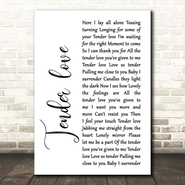 Kenny Thomas Tender love White Script Song Lyric Print