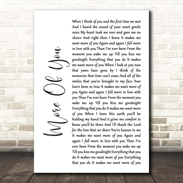 Chris Stapleton More Of You White Script Song Lyric Print