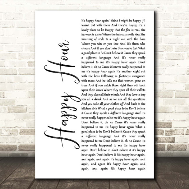 The Housemartins Happy Hour White Script Song Lyric Print