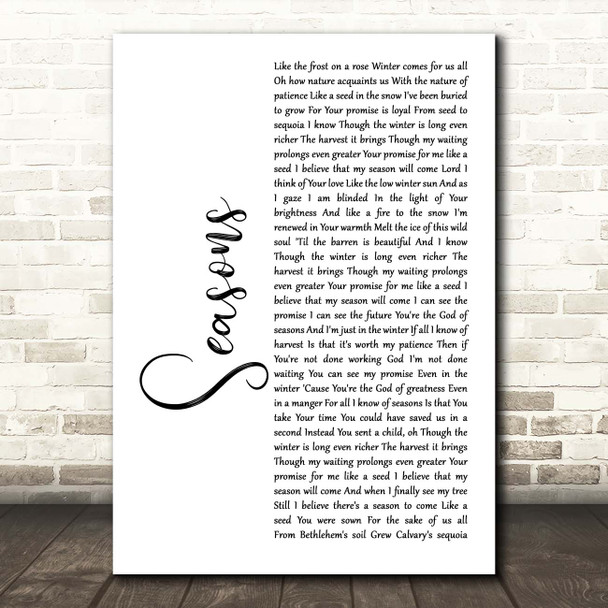 Hillsong Worship Seasons White Script Song Lyric Print