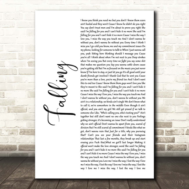 Krept & Konan Falling White Script Song Lyric Print