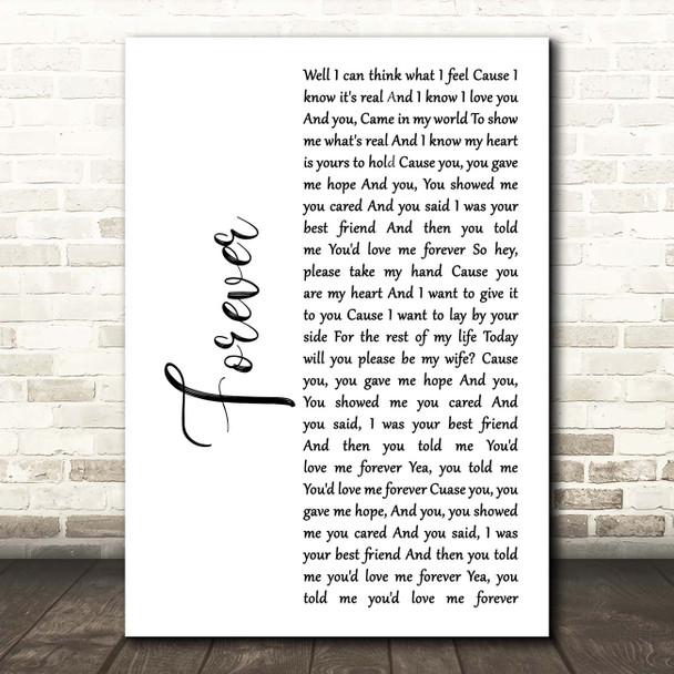 Bart Crow Band Forever White Script Song Lyric Print