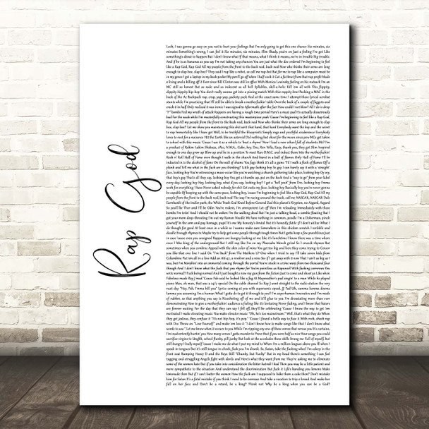 Eminem Rap God White Script Song Lyric Print