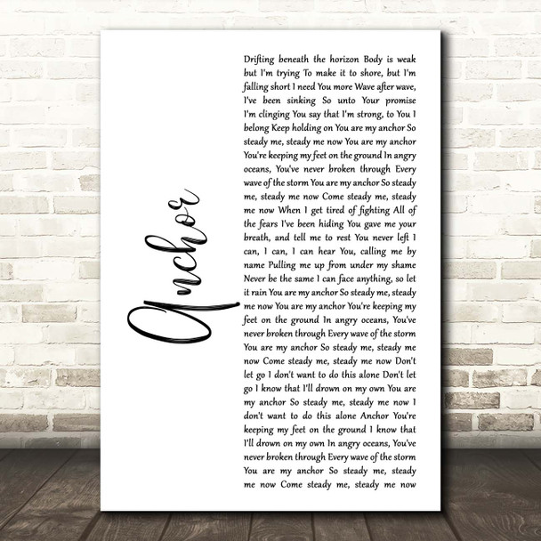 Skillet Anchor White Script Song Lyric Print