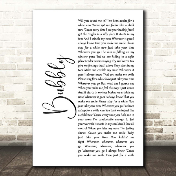 Colbie Caillat Bubbly White Script Song Lyric Print