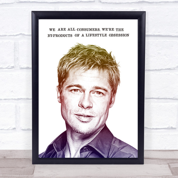 Brad Pitt Purple Ombre Fight Club Quote Funky Wall Art Print