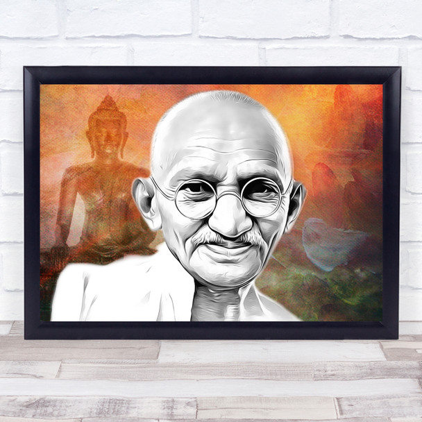 Gandhi Graphic Style Watercolor Buddha & Enlightenment Wall Art Print Gandhi Graphic Style Watercolor Buddha & Enlightenment Wall Art Print