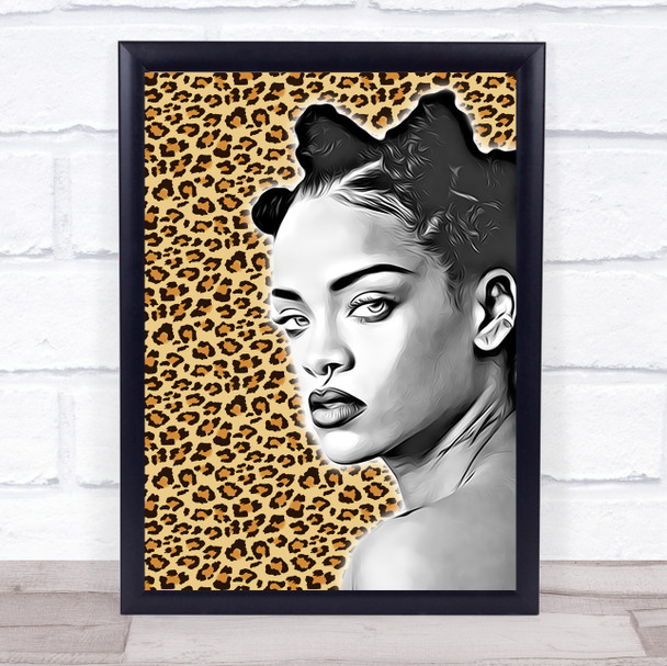 Rihanna Leopard Print Funky Wall Art Print