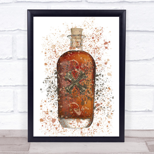 Watercolor Splatter Bumbo Spiced Rum Original Bottle Wall Art Print