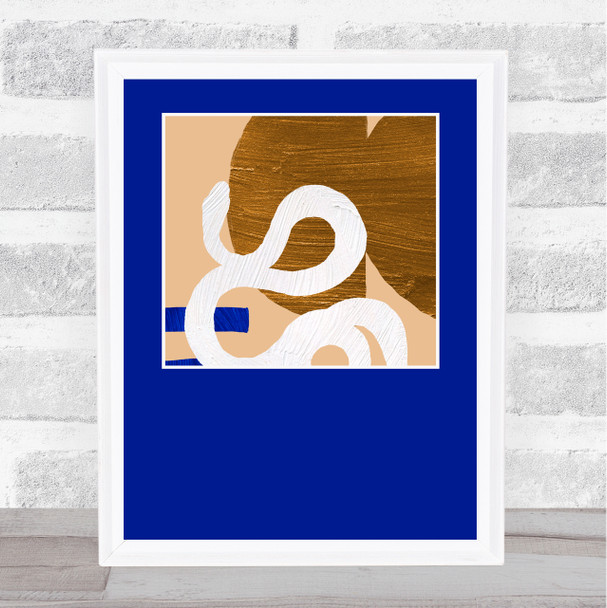 Abstract Style Modern Art Navy Blue Beige & Brown Wall Art Print
