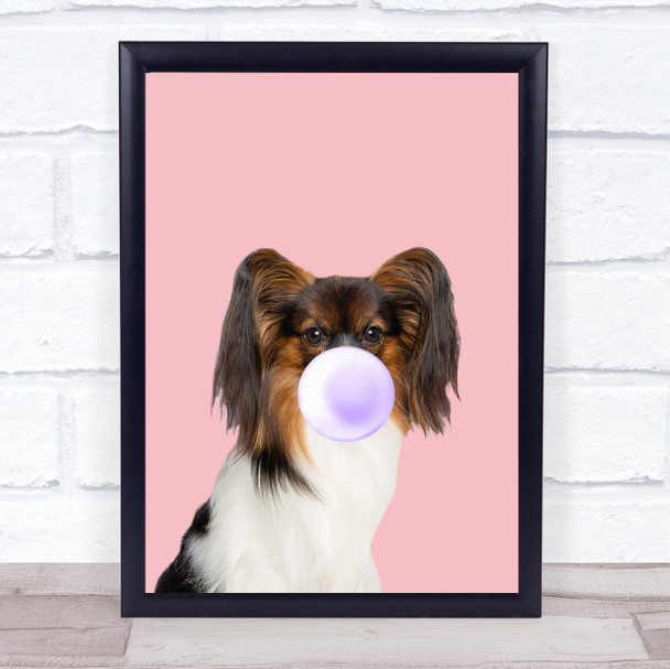 Continental Toy Spaniel Papillon color Dog Pink Purple Gum Wall Art Print