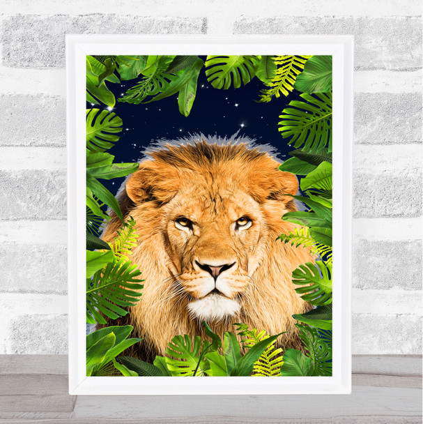 Jungle Art Lion At Night Wall Art Print
