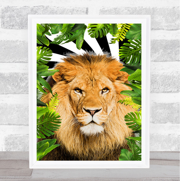 Jungle Leaves Black & White Swirl Lion King Wall Art Print