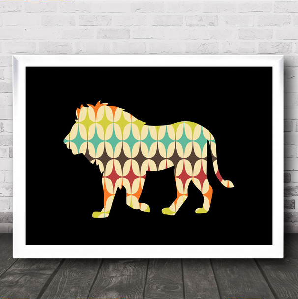 Lion In Retro Wall Art Print