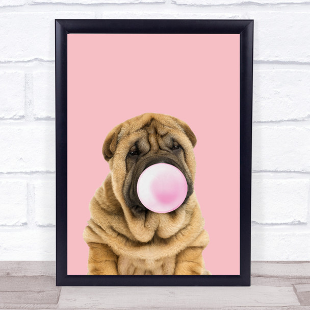 Shar-Pei color Dog Pink & Pink Gum Wall Art Print