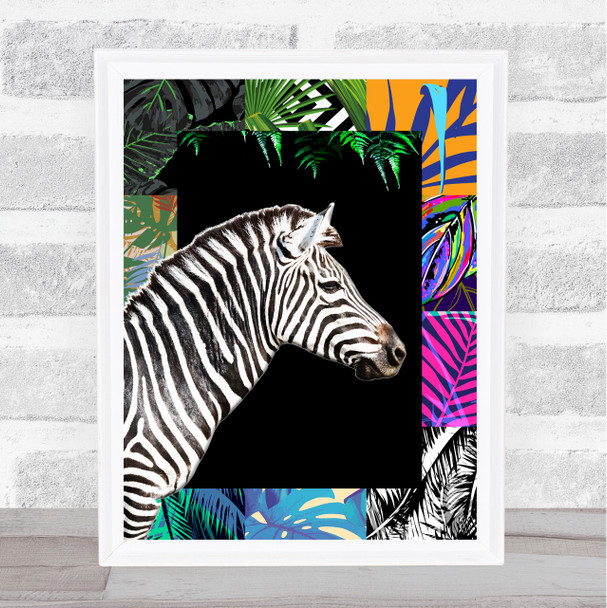 Zebra Jungle Squares Wall Art Print