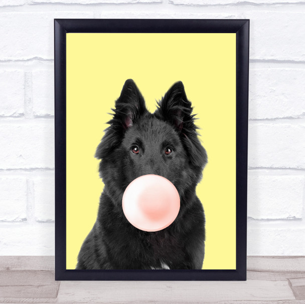 Belgian Shepherd color Dog Yellow Peach Gum Wall Art Print