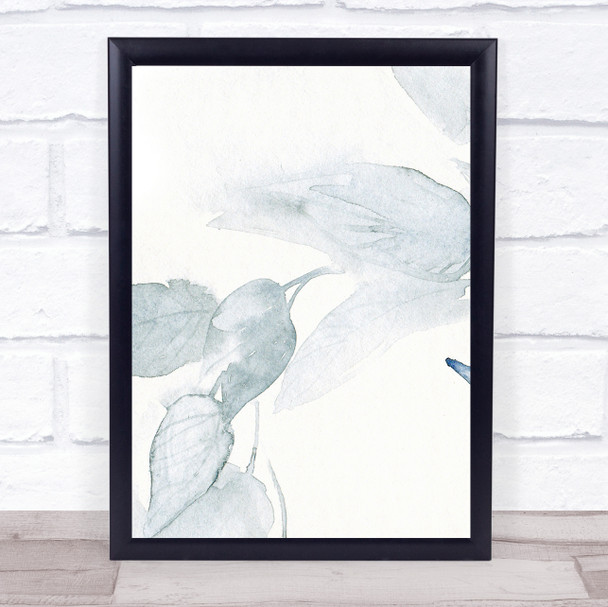 Blue Leaves In Watercolor Close Washed Wall Art Print