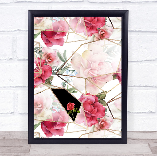 Geometric Roses One In Bloom Wall Art Print