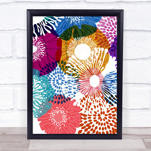 Modern Bold Flowers Close Variety Overlapped Wall Art Print