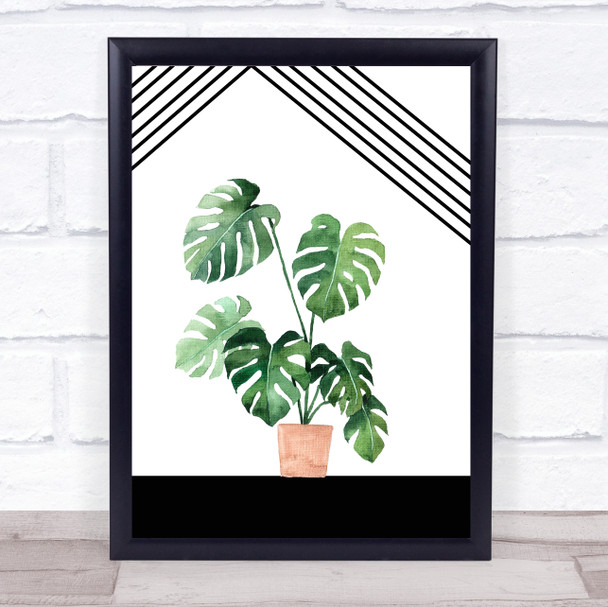 Watercolor Plant & Stripes Cheese Wall Art Print