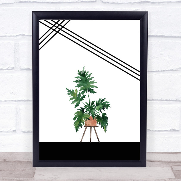 Watercolor Plant & Stripes Stand Wall Art Print