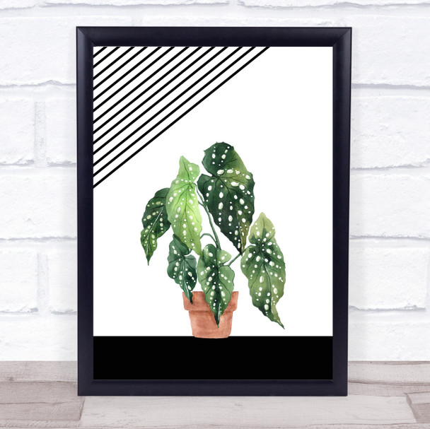 Watercolor Plant & Stripes Wall Art Print