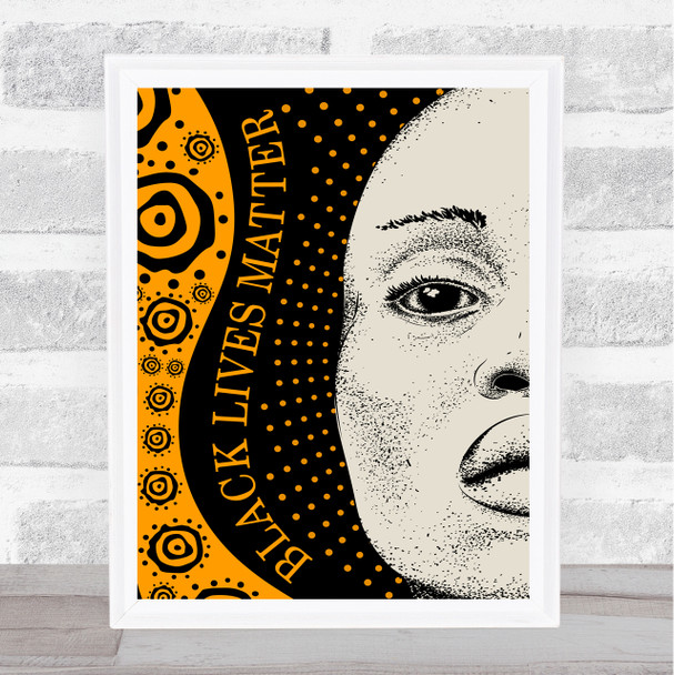 Black Lives Matter African Woman Orange & Black Detail Wall Art Print