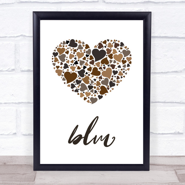 Black Lives Matter Hearts In Hearts Script Text Wall Art Print