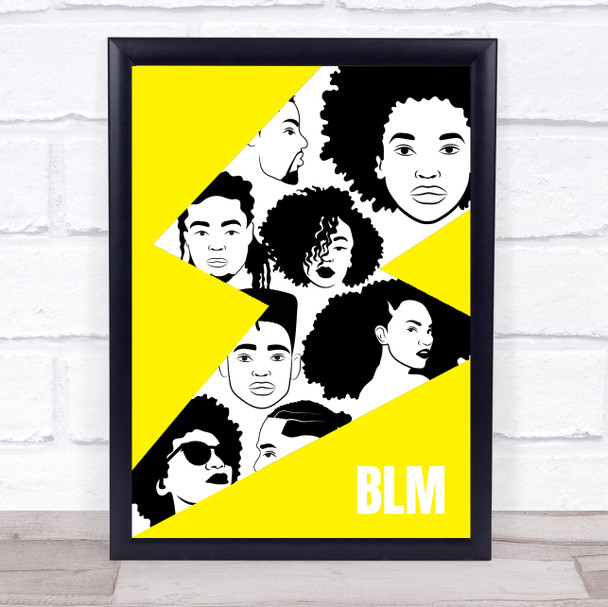 Black Lives Matter Lightening Faces Yellow Wall Art Print