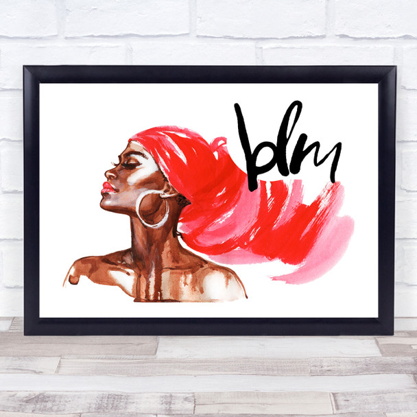 Black Lives Matter Movement Beautiful African Lady Red Scarf Wall Art Print