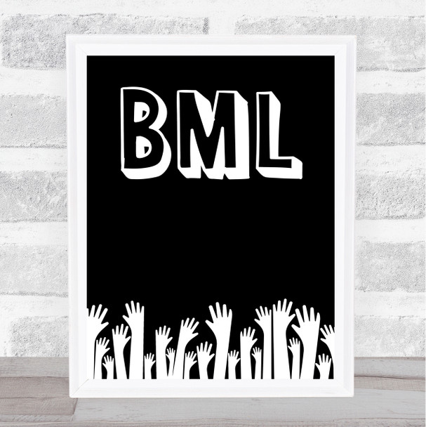 Black Lives Matter Reaching Hands Black Wall Art Print