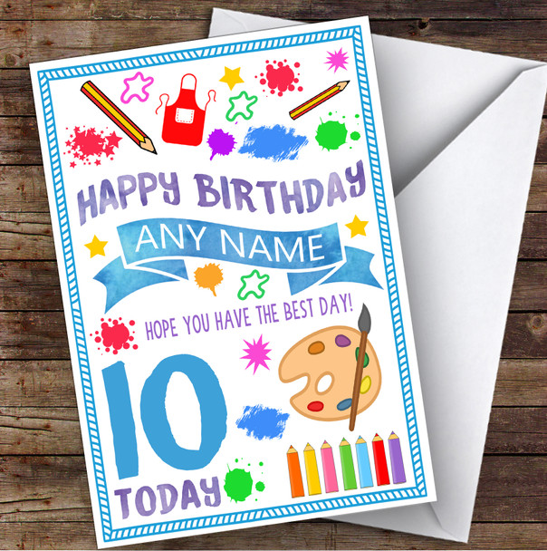 Painting Arts & Craft Any Age & Name Personalized Children's Birthday Card