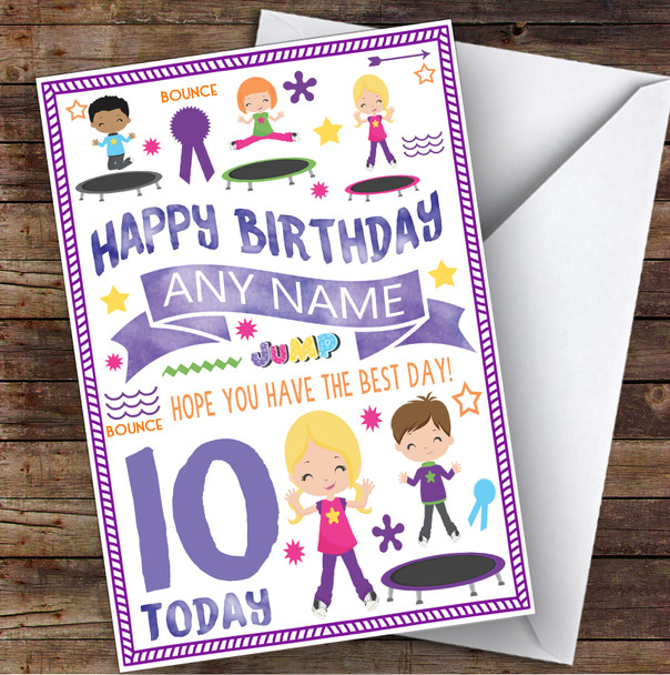 Trampoline Bounce Any Age & Name Personalized Children's Birthday Card