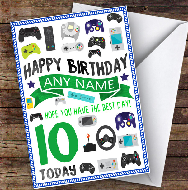 Video Game Controllers Gaming Any Age & Name Children's Birthday Card