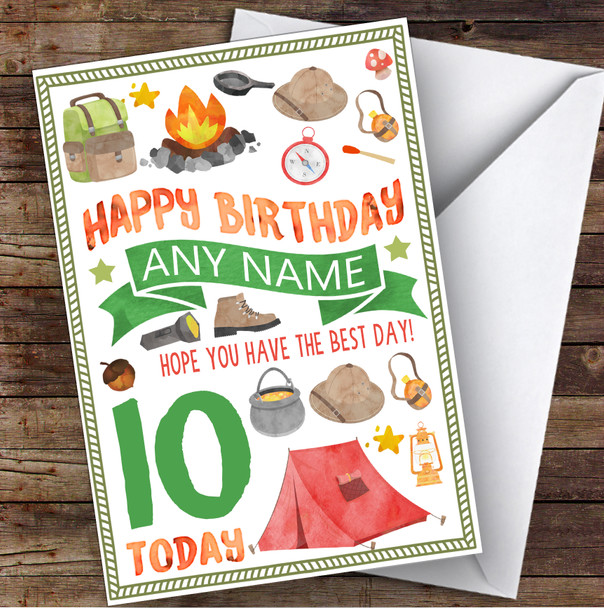 Camping Bonfire Any Age & Name Personalized Children's Birthday Card