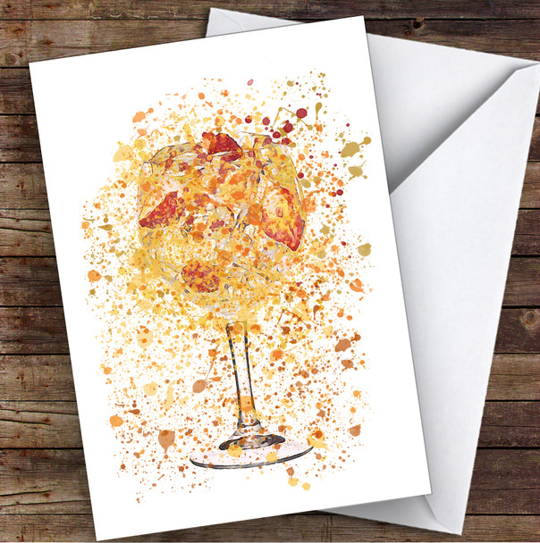 WaterColor Splatter Glass Orange Gin & Strawberries Personalized Birthday Card